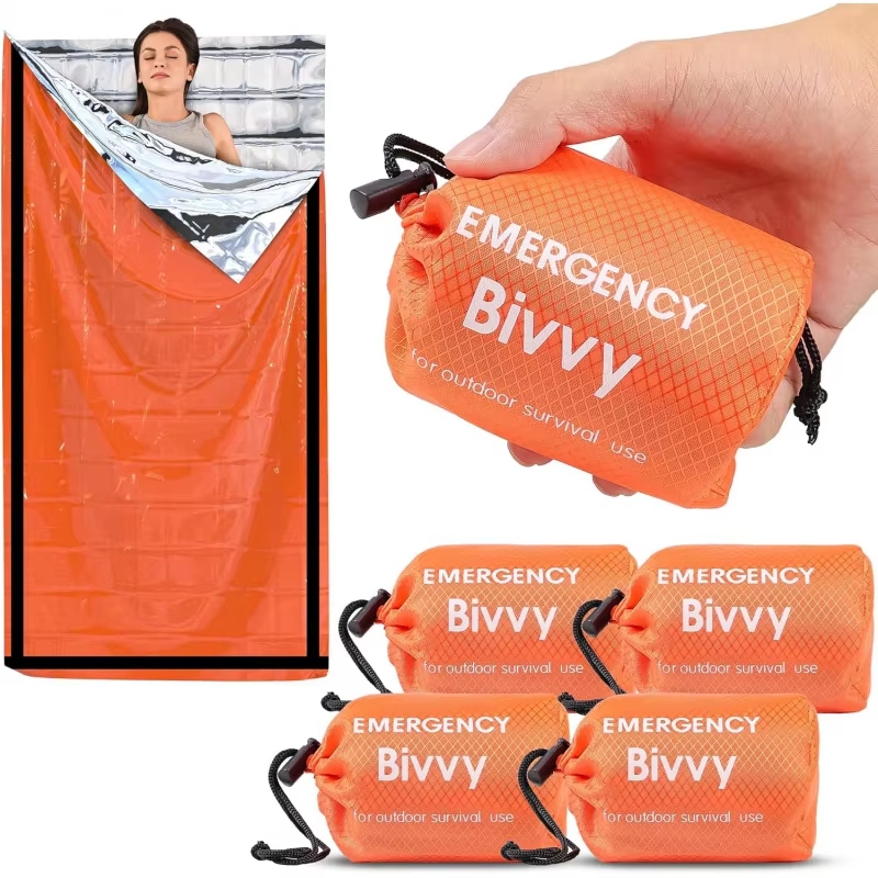 Bivy Bag Emergency - 緊急用寝袋、サバイバルブランケット、断熱マイラー素材のビビサック。軽量で防水性があり、持ち運びにも便利なキャンプやハイキング用のシェルター。