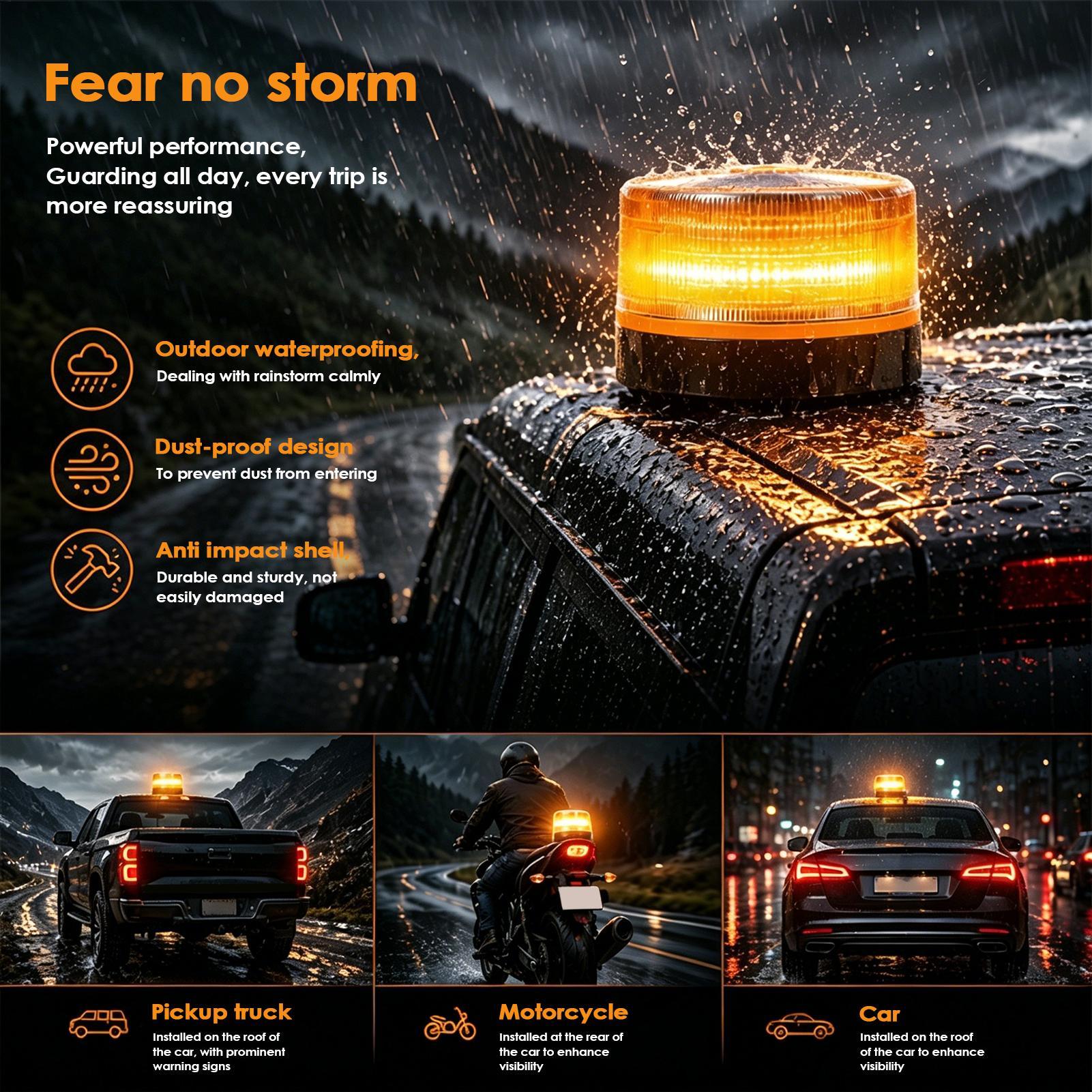 Sos Light Strobe - LEDビーコンライトアンバー点滅ランプ磁気ベース付きLEDストロボライト車トラックオートバイトレーラー路側夜間用