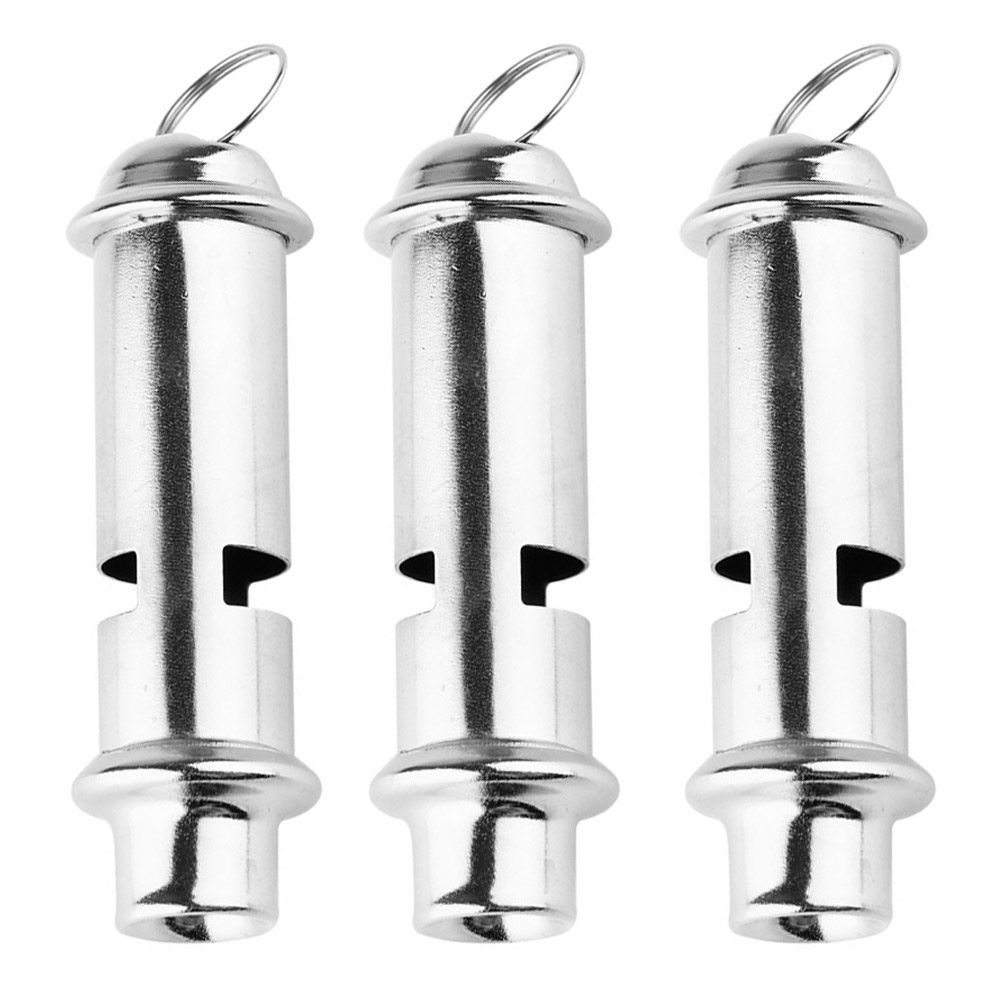 Emergency Whistle Loud - 3個入り屋外用緊急ホイッスル ステンレス製サバイバル用高音ポータブルスポーツ安全ホイッスル 緊急ホイッスル