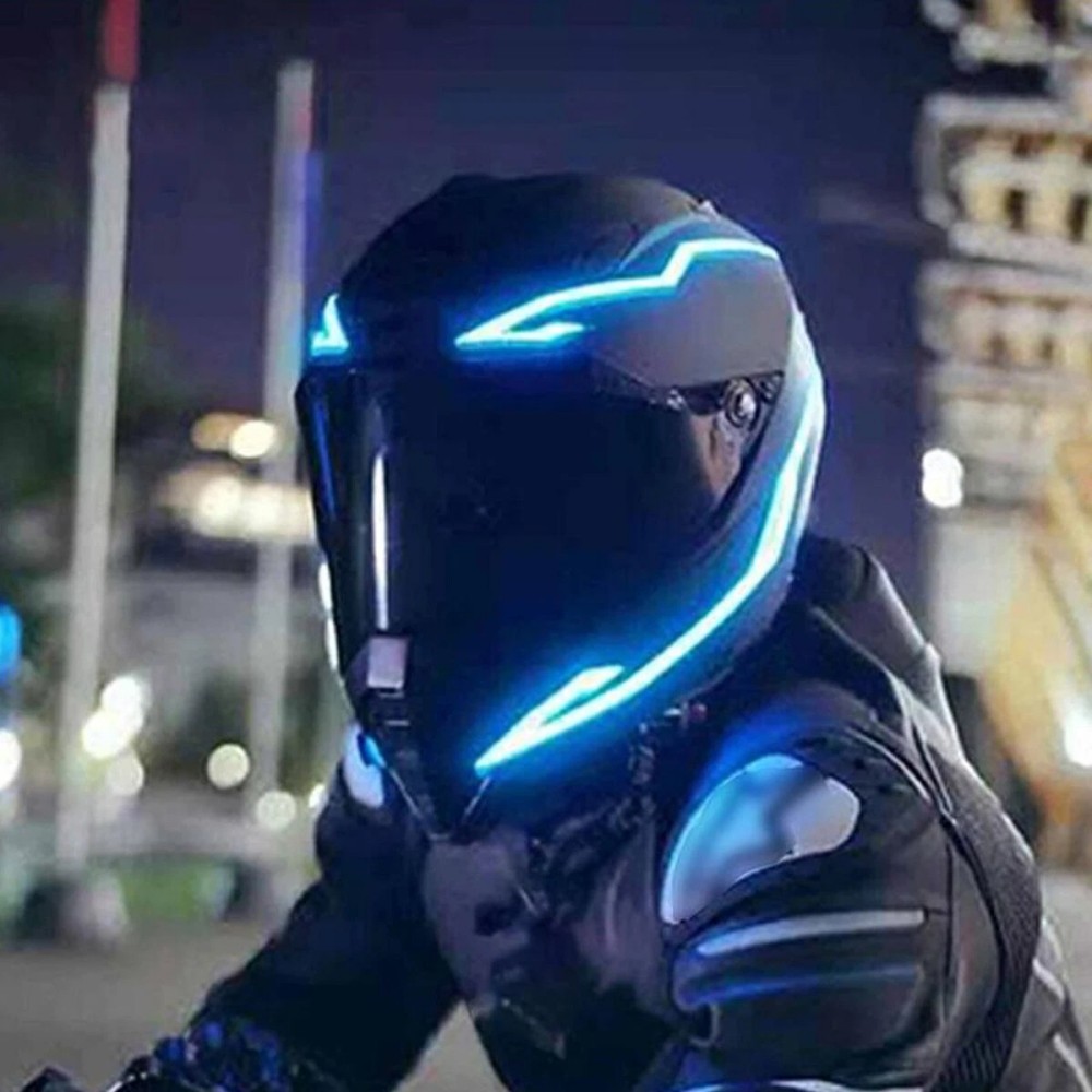 Sos Light Strobe - 防水バイクヘルメット用LED ELライトストリップ、4モード点滅警告ステッカー、夜間安全ライディングライトキット（バイクヘルメット用）
