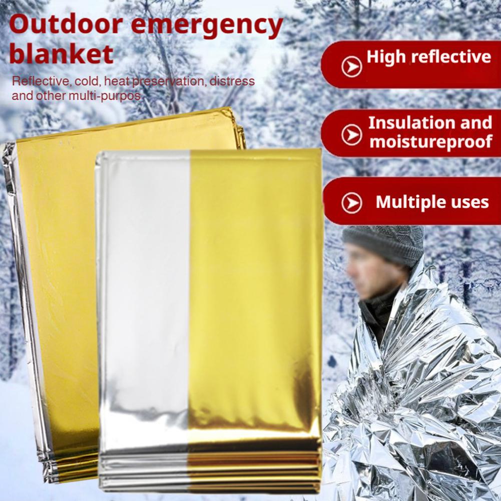Emergency Mylar Tent - 低体温症救助用救急キャンプキット、保温用アルミ箔、救命用保温ブランケット、アウトドア用保温乾燥緊急ブランケット、サバイバルキット