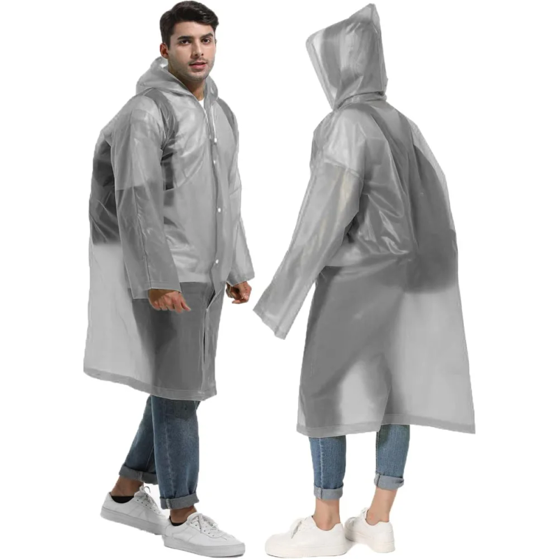 Emergency Poncho Rain - 使い捨て大人用再利用可能レインコート、防水レインポンチョ、フードとドローストリング付き大人用再利用可能緊急レインコート