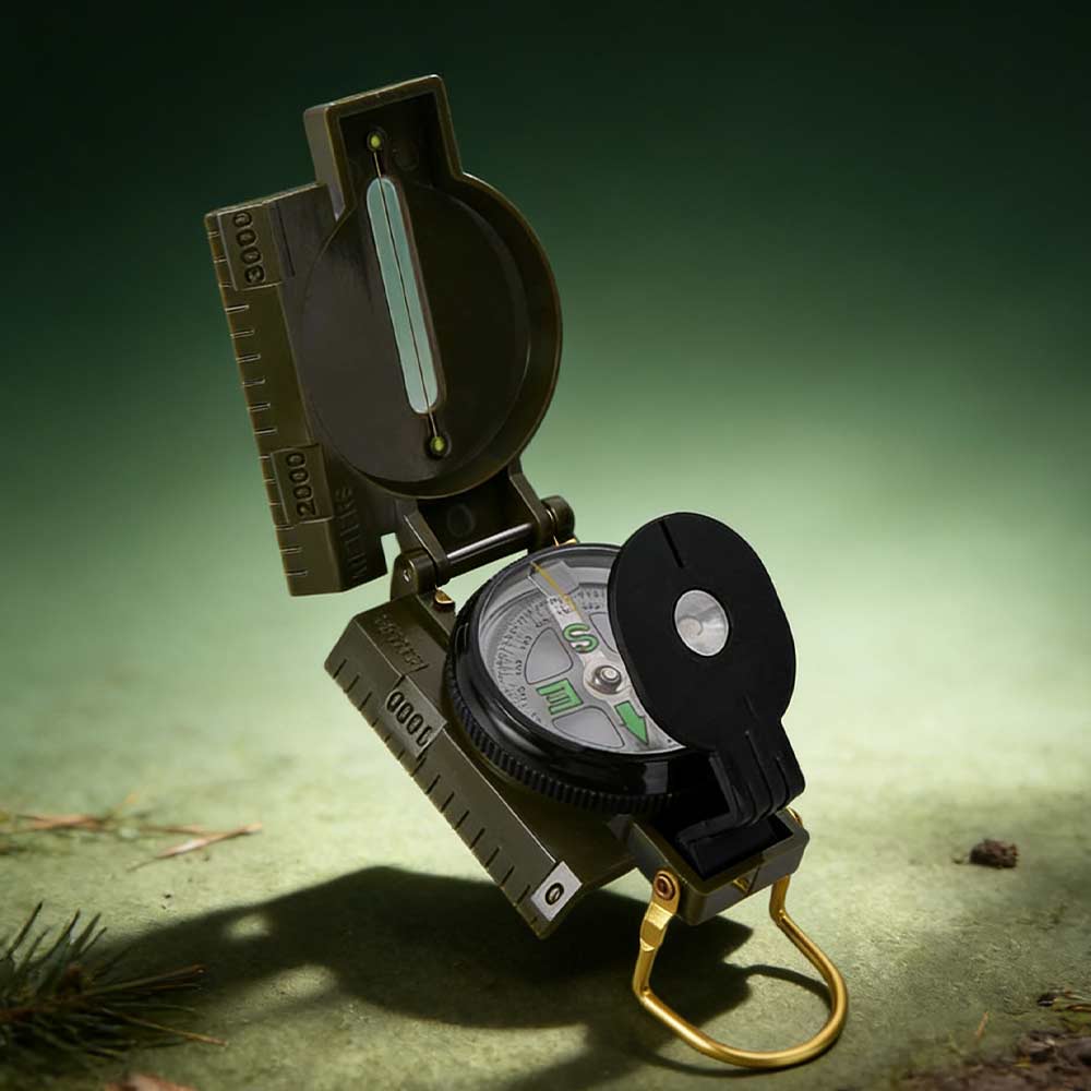 防水仕様のプロフェッショナルコンパス。金属製で、アルミニウム - Compass Lensatic のレビューと価格