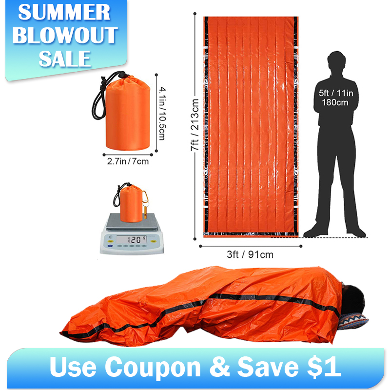 緊急用マイラー寝袋 保温防水 - キャンプ ハイキング用軽量 - Emergency Mylar Tent のレビューと価格