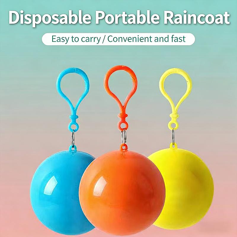 カラフルなミニポータブルレインコートボール、厚手使い捨て防水 - Emergency Poncho Rain のレビューと価格