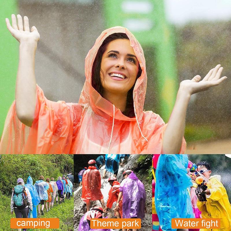 カラフルなミニポータブルレインコートボール、厚手使い捨て防水 - Emergency Poncho Rain のレビューと価格