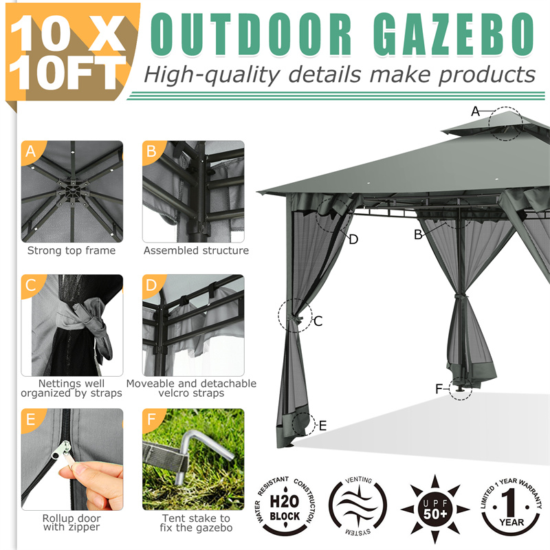 10フィート×10フィートのガゼボがセール中、蚊帳付き防水屋 - Emergency Mylar Tent のレビューと価格