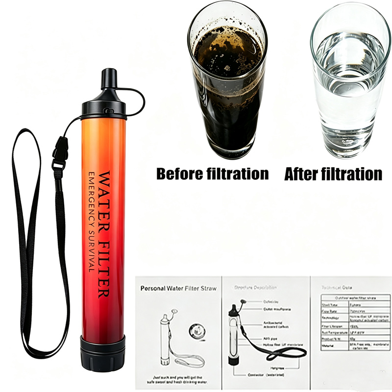 アウトドア緊急サバイバル浄水器フィルターストロー、キャンプ、 - Water Purification Straw のレビューと価格