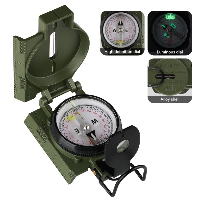 軍用グレードのコンパス。ハイキングに最適な高精度な方位指示。 - Compass Lensatic のレビューと価格