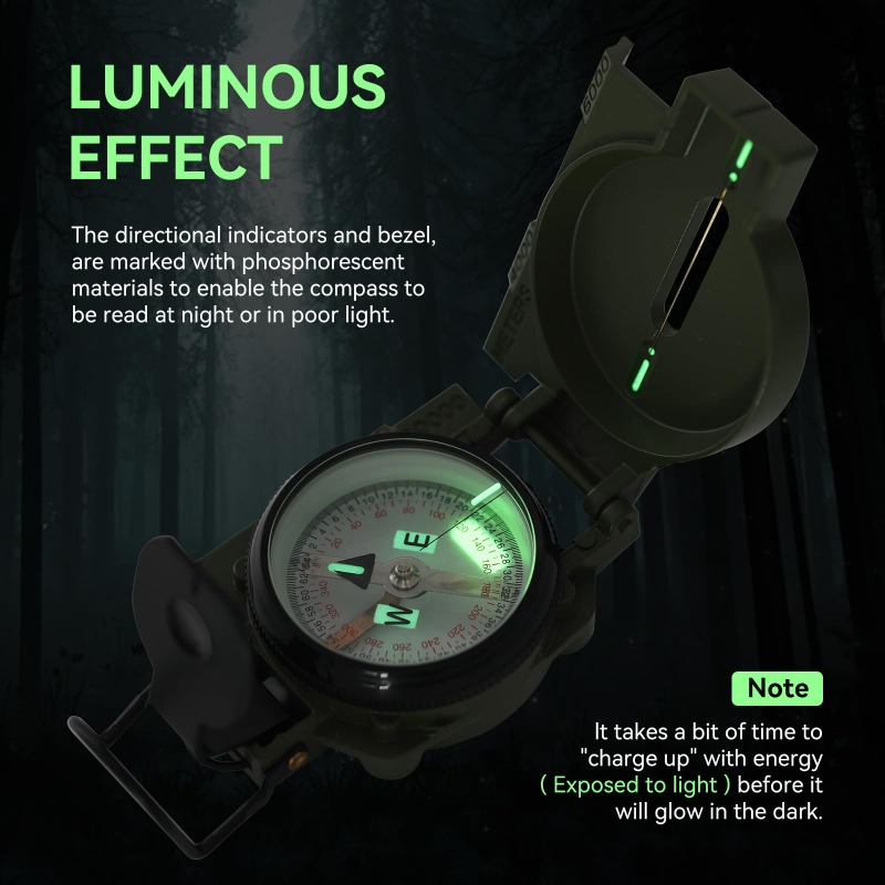 軍用グレードのコンパス。ハイキングに最適な高精度な方位指示。 - Compass Lensatic のレビューと価格