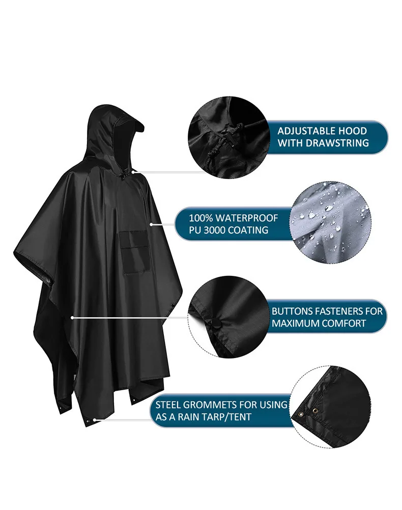 2026年 キャンプ・ハイキング用 3-in-1 防水フード - Emergency Poncho Rain のレビューと価格