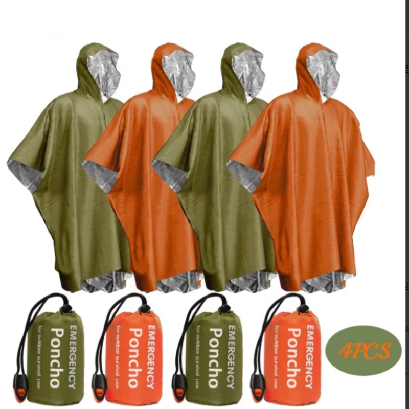携帯用緊急ポンチョ4点セット、熱反射断熱レインコートブランケ - Survival Blanket Reflective のレビューと価格