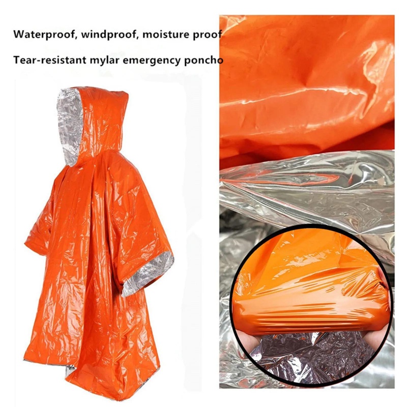携帯用緊急ポンチョ4点セット、熱反射断熱レインコートブランケ - Survival Blanket Reflective のレビューと価格